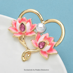 PENDRA Lotuselle Enamel Lotus Heart Brooch