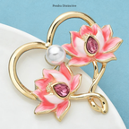PENDRA Lotuselle Enamel Lotus Heart Brooch