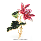 PENDRA Lotuselle Pink Enamel Lotus Flower Brooch