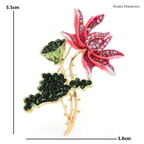 PENDRA Lotuselle Pink Enamel Lotus Flower Brooch