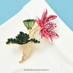 PENDRA Lotuselle Pink Enamel Lotus Flower Brooch