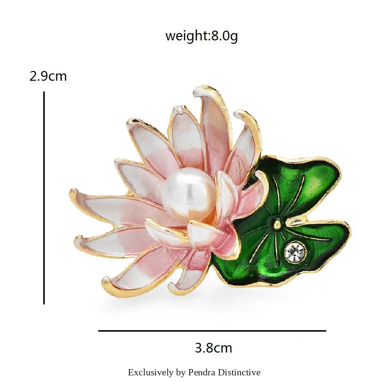 PENDRA Lotuselle Pink Pearl Lotus Flower Brooch