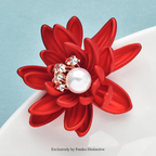 PENDRA Lotuselle Red Soft-Paint Lotus Flower Brooch