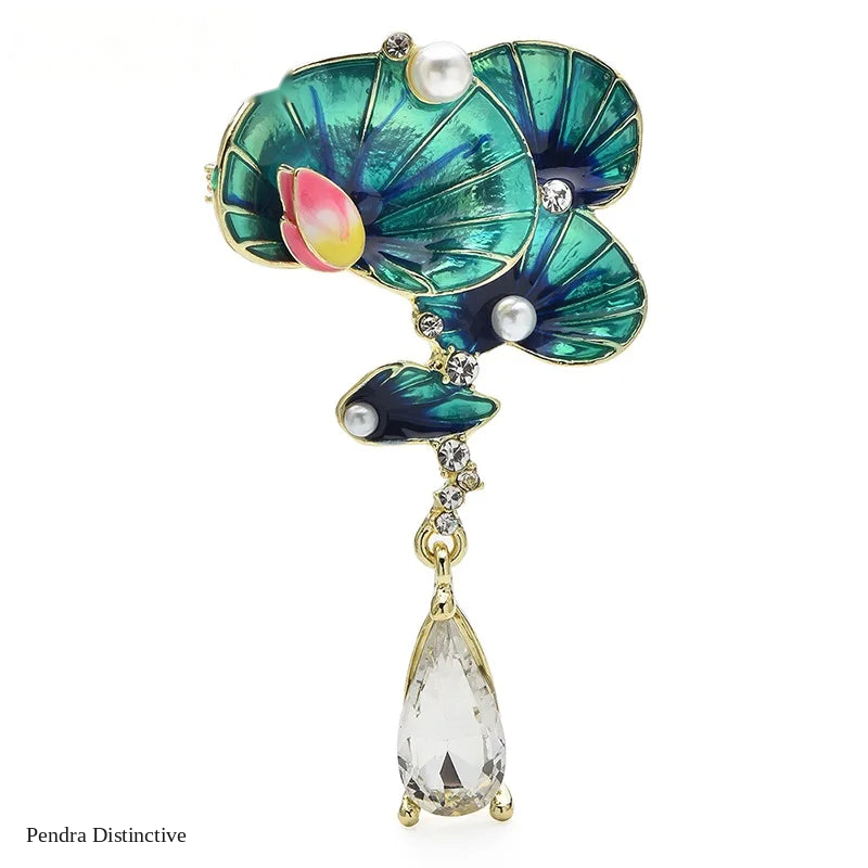 PENDRA Lotuselle Waterdrop Lotus Flower Brooch