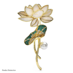 PENDRA Lotusleaf Rhinestone Lotus Leaf Brooch