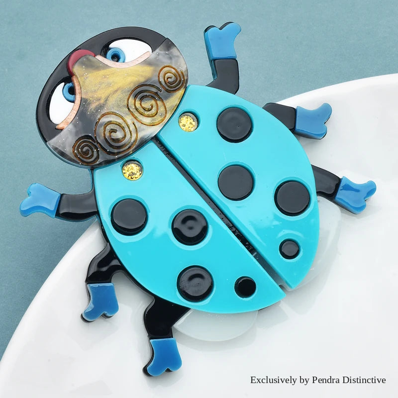 PENDRA Lovely Acrylic Beetle Brooch