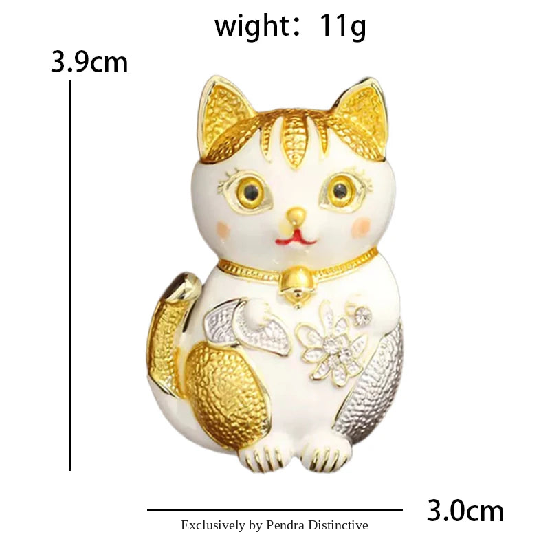 PENDRA Lovely Enamel Cat Brooch