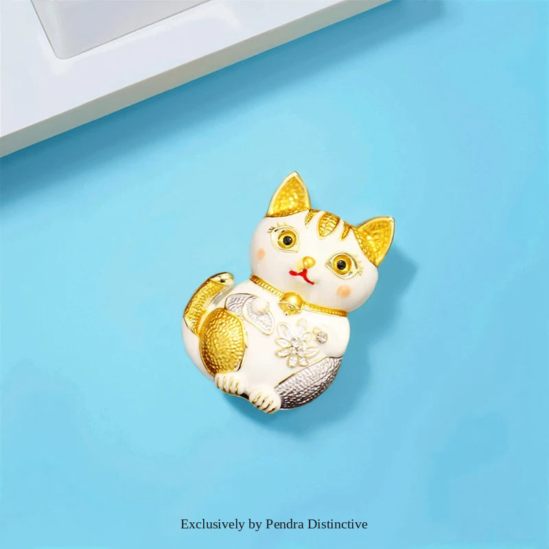 PENDRA Lovely Enamel Cat Brooch