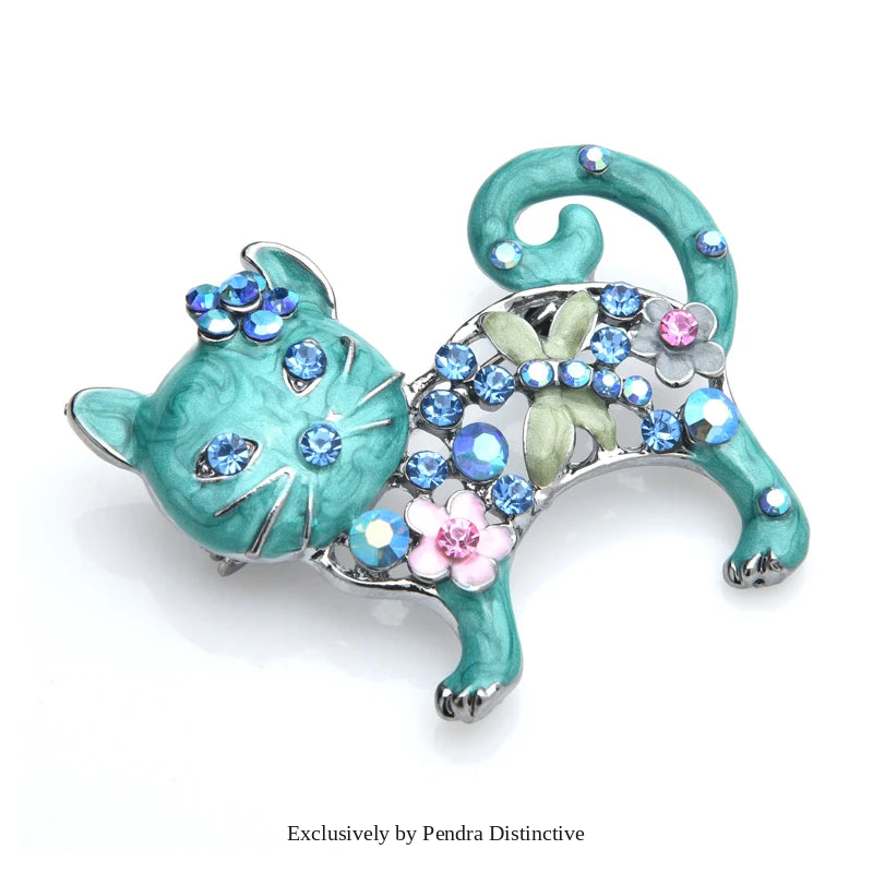 PENDRA Lovely Enamel Cat Metal Brooch