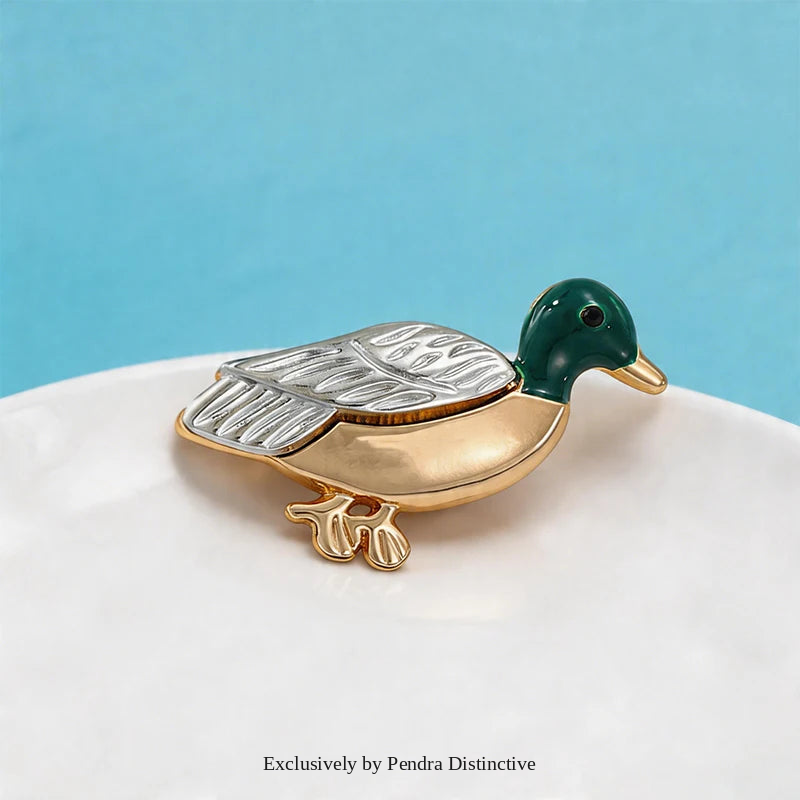 PENDRA Lovely Enamel Duck Brooch