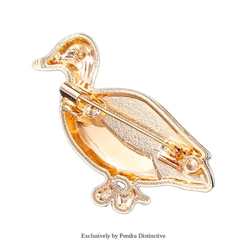 PENDRA Lovely Enamel Duck Brooch