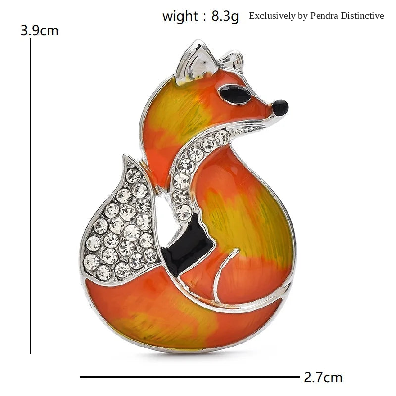 PENDRA Lovely Enamel Fox Brooch