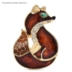 PENDRA Lovely Enamel Fox Brooch