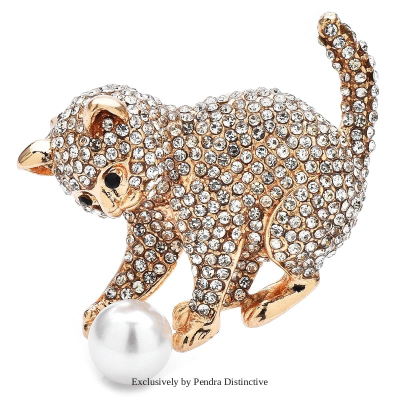 PENDRA Lovely Playing Ball Cat Brooch
