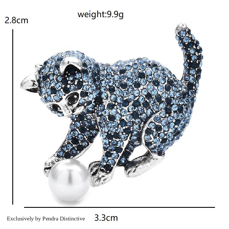 PENDRA Lovely Playing Ball Cat Brooch