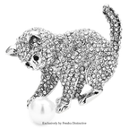 PENDRA Lovely Playing Ball Cat Brooch