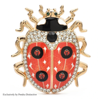PENDRA Lovely Rhinestone Ladybug Brooch