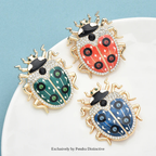 PENDRA Lovely Rhinestone Ladybug Brooch