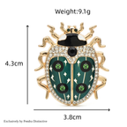 PENDRA Lovely Rhinestone Ladybug Brooch