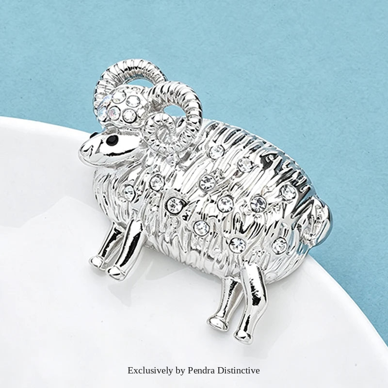 PENDRA Lovely Rhinestone Sheep Brooch