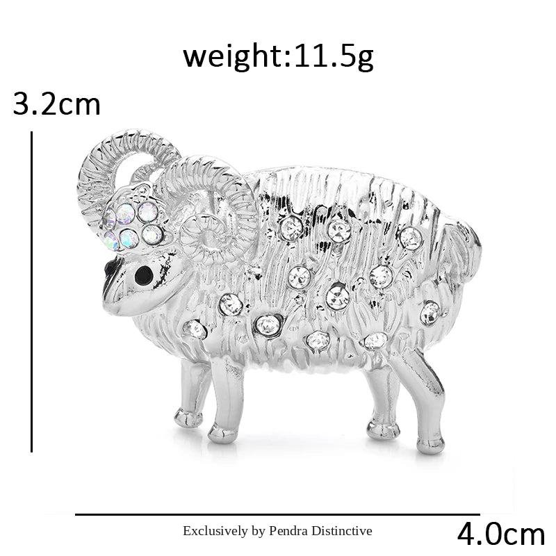 PENDRA Lovely Rhinestone Sheep Brooch