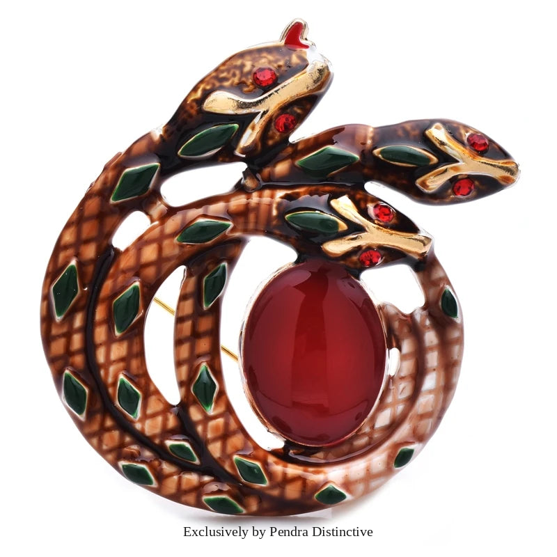 PENDRA Lovely Snakes And Egg Brooch