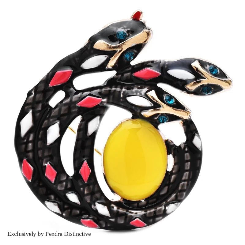PENDRA Lovely Snakes And Egg Brooch