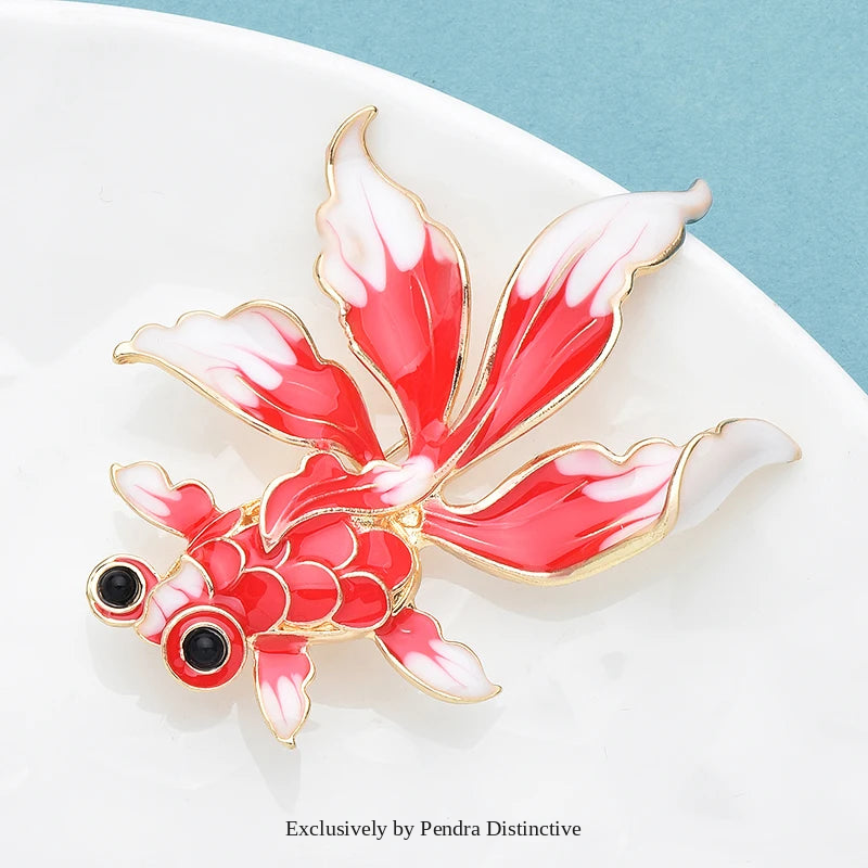PENDRA Lovely Swimming Goldfish Brooch