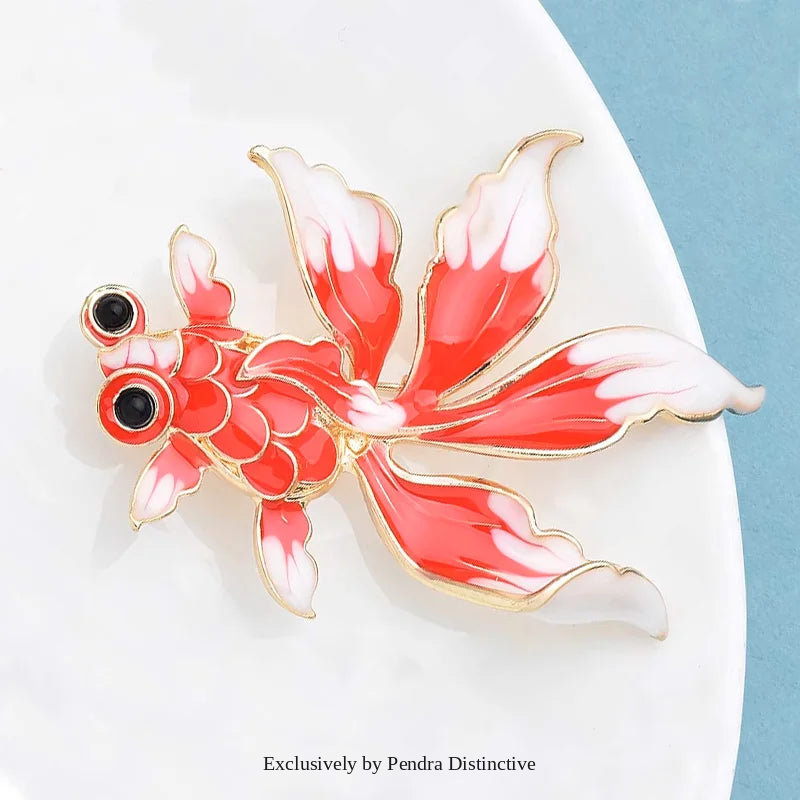 PENDRA Lovely Swimming Goldfish Brooch