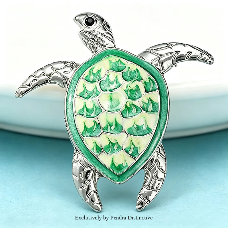 PENDRA Lovely Swimming Turtle Brooch