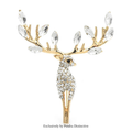 PENDRA Lucky Deer Rhinestone Animal Brooch