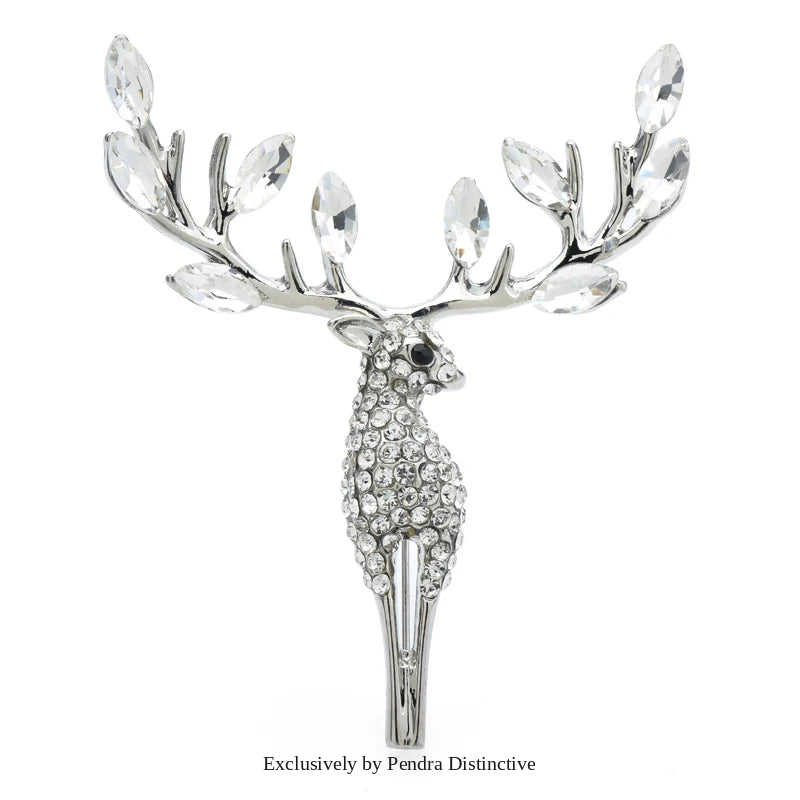 PENDRA Lucky Deer Rhinestone Animal Brooch