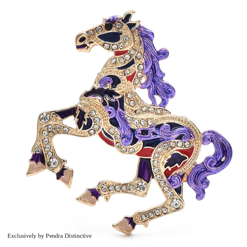 PENDRA Luxury Running Horse Brooch