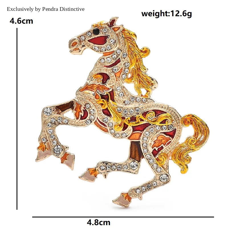 PENDRA Luxury Running Horse Brooch