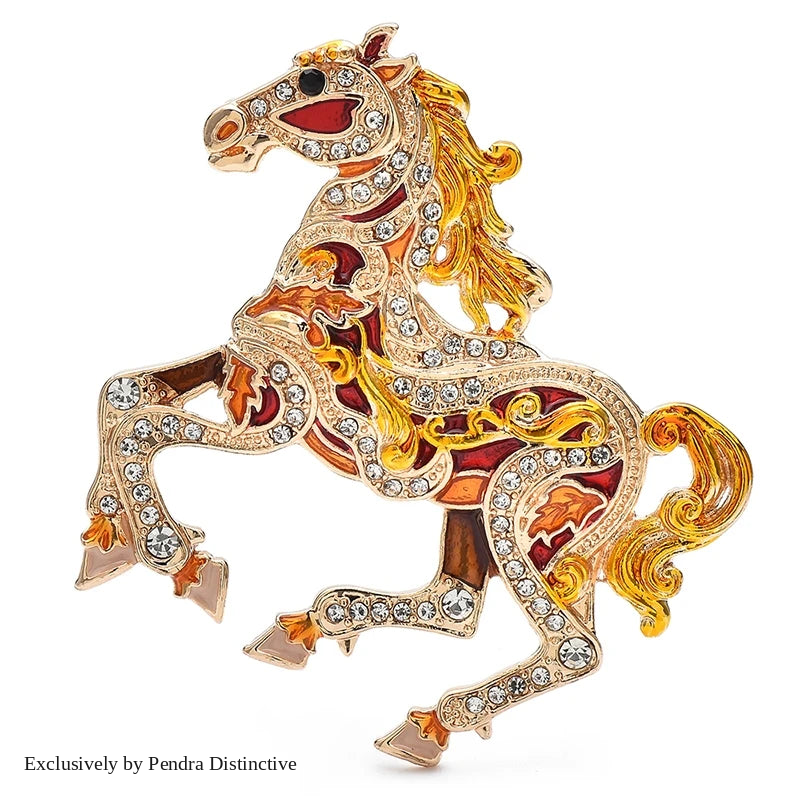 PENDRA Luxury Running Horse Brooch
