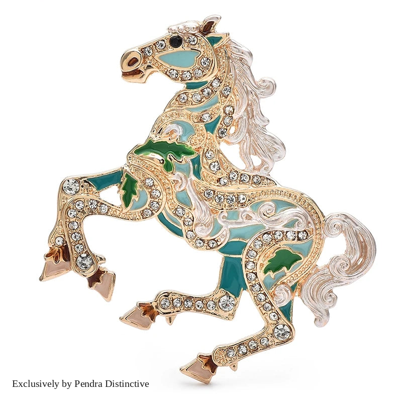 PENDRA Luxury Running Horse Brooch