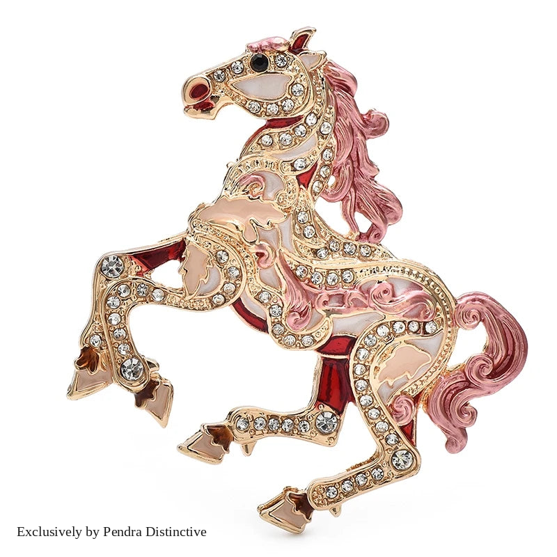 PENDRA Luxury Running Horse Brooch