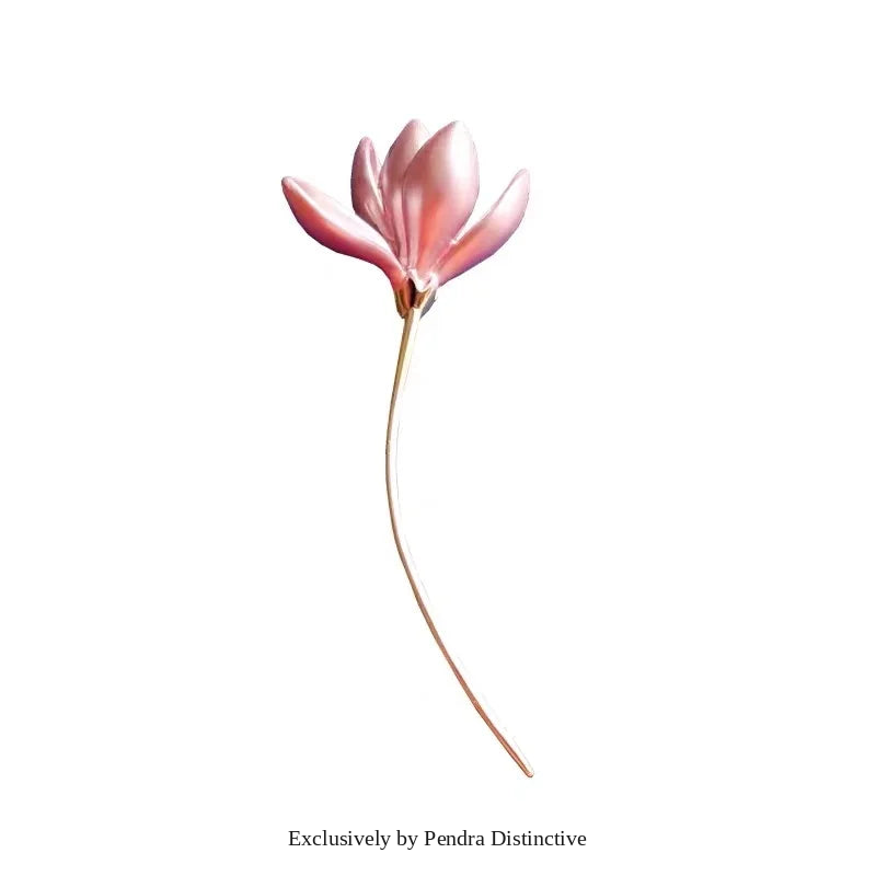 PENDRA Magnolia Hot Pink Enamel Lotus Flower Brooch