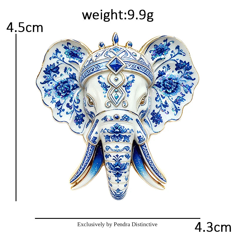 PENDRA Majestic Elephant Enamel Brooch