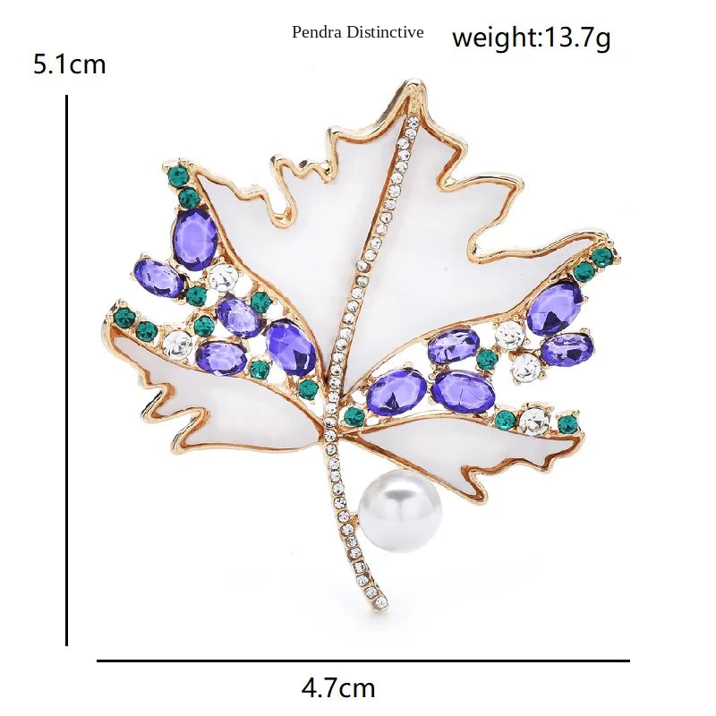 PENDRA Mapletta Purple Rhinestone Maple Leaf Brooch