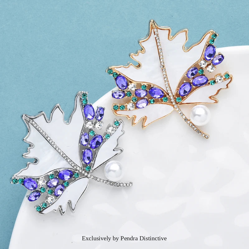 PENDRA Mapletta Purple Rhinestone Maple Leaf Brooch