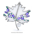 PENDRA Mapletta Purple Rhinestone Maple Leaf Brooch