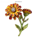 PENDRA Marigold Enamel Marigold Flower Brooch