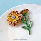 PENDRA Marigold Enamel Marigold Flower Brooch