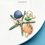PENDRA Marina Enamel Pearl Starfish Brooch