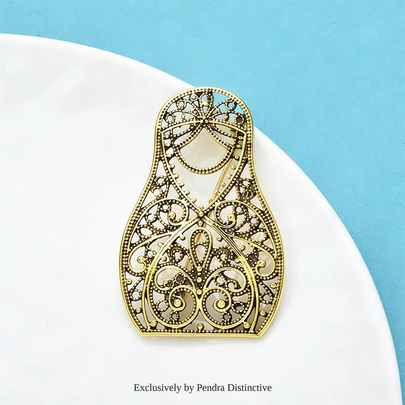 PENDRA Vintage Matryoshka Doll Brooch