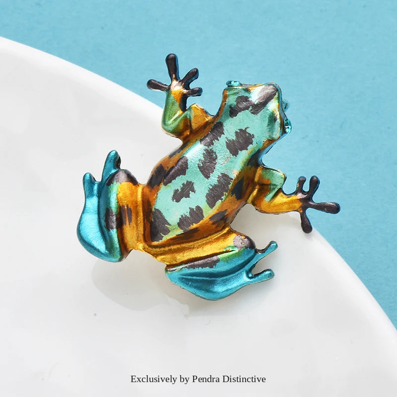 PENDRA Meadow Enamel Frog Brooch