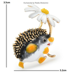 PENDRA Meadow Hedgehog Enamel Animal Brooch