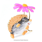 PENDRA Meadow Hedgehog Enamel Animal Brooch