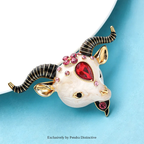 PENDRA Meadowhorn Enamel Goat Brooch